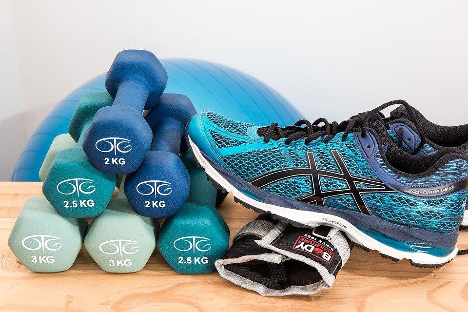 Dumbbells, Shoes, Sneakers, Rubber Shoes, Fitness, Gym
